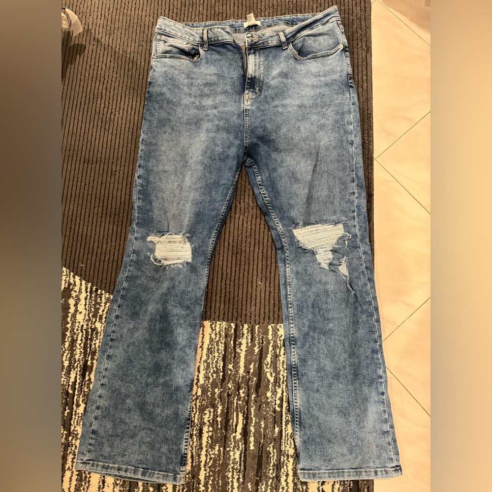 Forever 21 premium distressed flare jeans